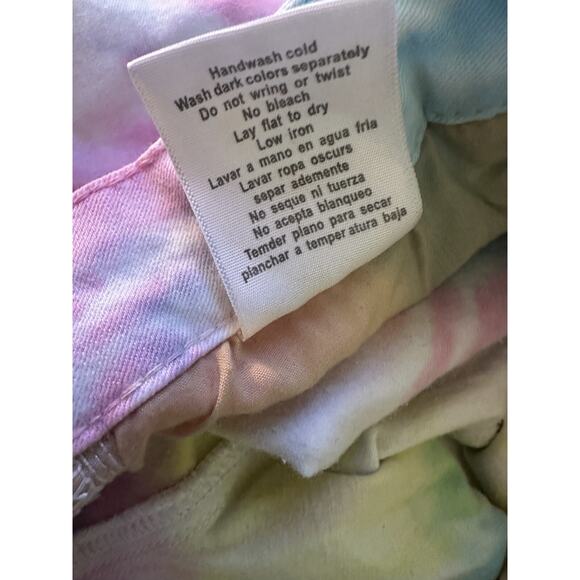 Judy Blue Swirl Tie Dye Raw Hem Cut Off Denim Jean Shorts Large Summer Festival - Picture 11 of 16